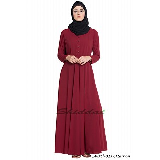 Umbrella cut Maroon color abaya